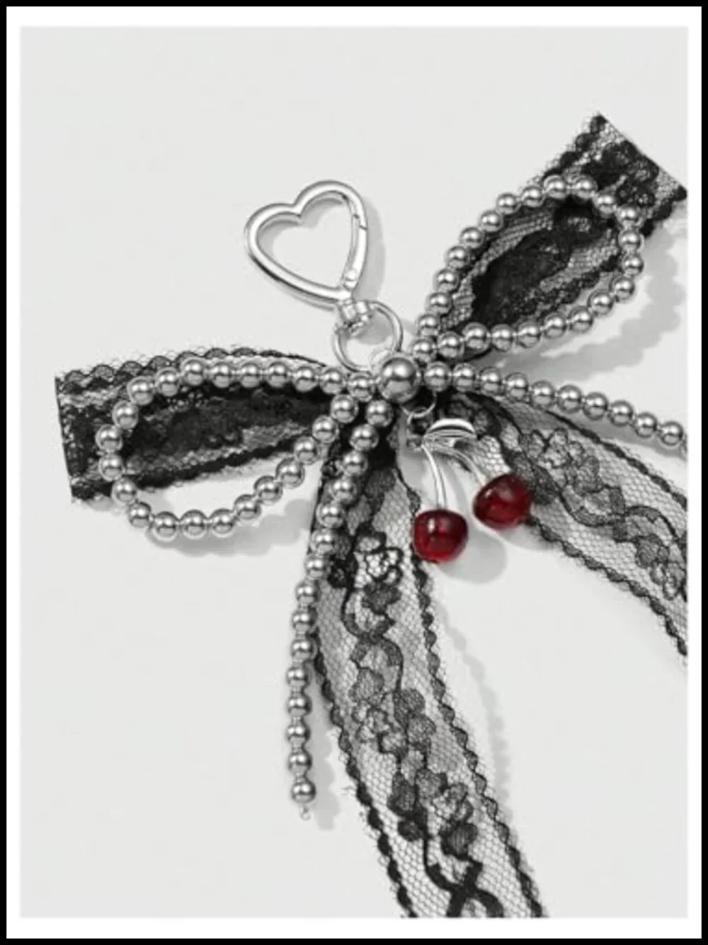 Y2K Bow Ribbon Bag Charm Keychain Key Ring Purse Tote Metal Claw Clasp
